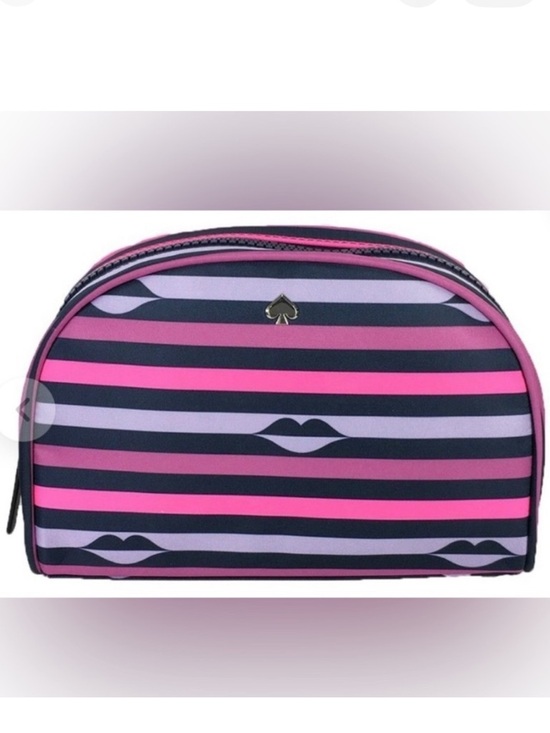 Kate Spade Handbags - Kate Spade Striped Lip Print Nylon Dome Cosmetic Case NWT